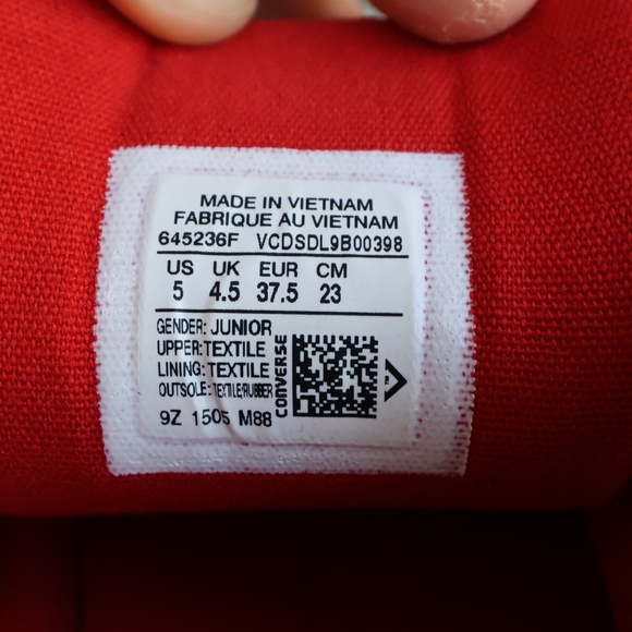 Converse Chuck Taylor All Star Low Top Gray Red Youth Size 5 - Picture 9 of 9